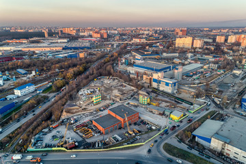 Fototapeta premium Concrete mixing plant aerial view.