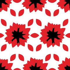 Seamless pattern of black red colors on a white background exotic with red lozenges vector for packing print