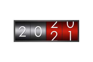 2021 countdown timer isolated on white background.