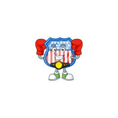 A sporty Boxing shield badges USA cartoon character design style