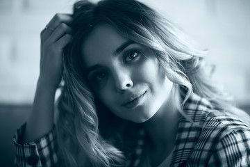 blonde make-up hair style / beautiful young adult model, spring look