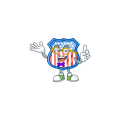 The Geek character of shield badges USA mascot design
