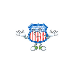 A comical Grinning shield badges USA cartoon design style