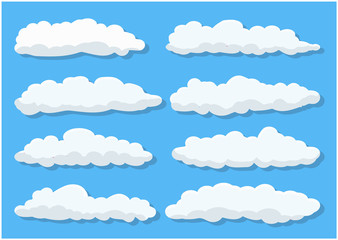 Clouds set isolated on a blue background.