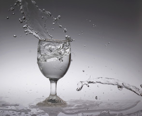 splashes of water in a glass