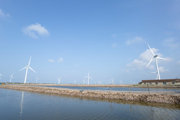 Wind turbines along the coast of Jiangsu Province