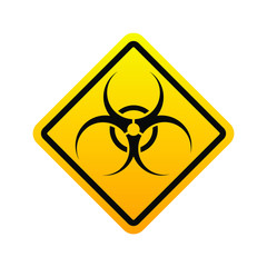 Biohazard warning icon. Biohazard yellow sign isolated on white background. Vector illustration