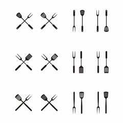Fork and Spatula for BBQ Grill, Barbeque logo design