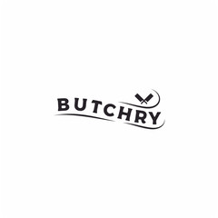 vintage retro Cleaver Crossed sign for Butcher Butchery meat logo design