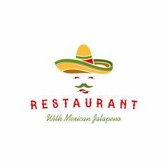 Mexican Sombrero with Chilli for Taco Restaurant logo design