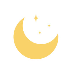 Moon crescent star  Yellow symbol of Islam flat icon for apps and websites Weather element © Tani Kuzminka