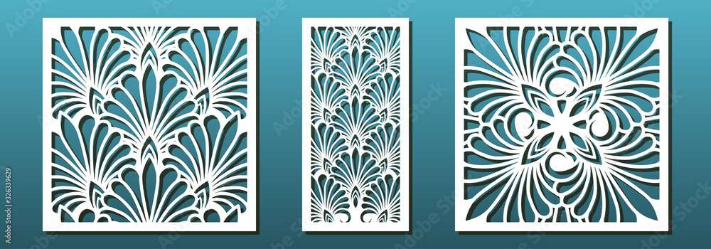 Canvas Prints laser cut pamels template, vector set. abstract geometric pattern. stencils, die for metal cutting, 