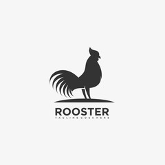 Vector Logo Illustration Rooster Pose Silhouette Style