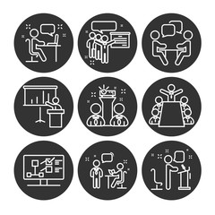 Business presentation line icons. 