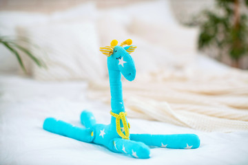 toy giraffe, sewn and handmade fabrics.