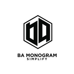 ab, ba, a b initial monogram hexagon letter black logo design