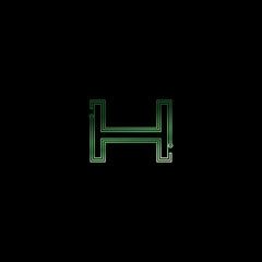 Letter H minimal logo icon design. Vector template graphic elements. Technology, digital interfaces, hardware and engineering concepts. Graphic made of circuits