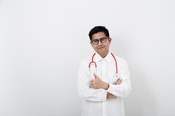 male doctor on white background