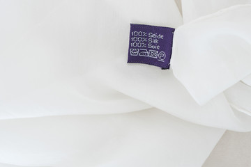 100% silk - close up of a silk label