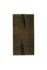 Letter N as a retro type on a white background.