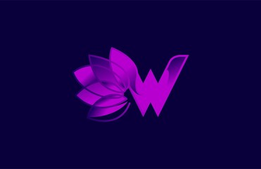 Initial Letter W Linked Creative Linear Lotus Logo Gradient