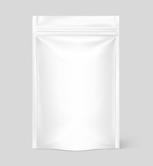 Pouch bag mockup on grey background. Vector illustration. Front view. Can be use for template your design, presentation, promo, ad. EPS10.	
