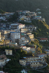 Fototapeta premium Aerial view of village in the morning, Mussoorie, Uttarakhand, India