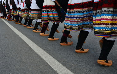 Novi Sad, Serbia, 4th October 2015. - Folklore group Traditional clothing preforming national dances