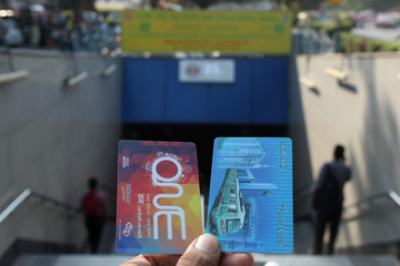 Metro cards on metro station, Delhi, India