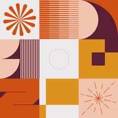 Cercles muraux Années 50 Conception de motifs vectoriels abstraits du milieu du siècle