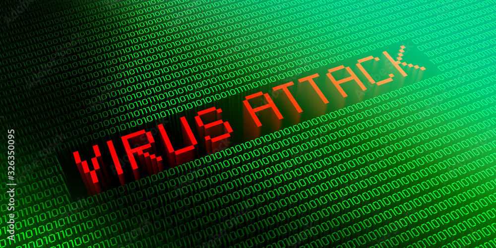 Poster virus attack - binary code concept - 3d illustration