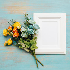 Nice flowers with white frame for text.