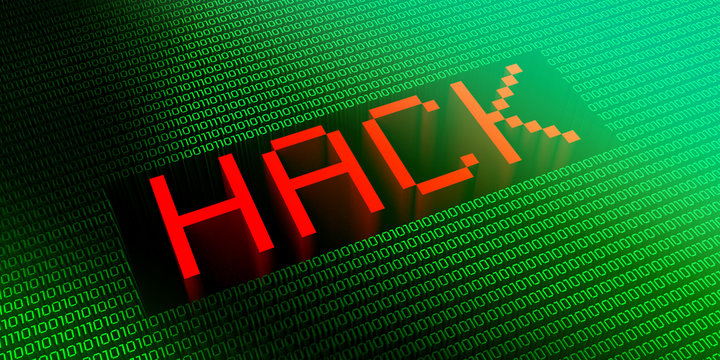 Hack - binary code concept - 3D illustration