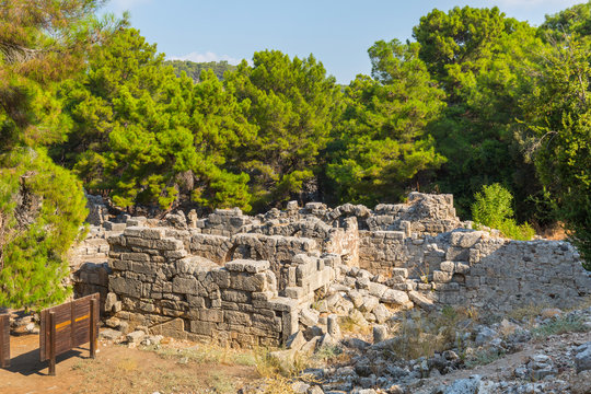 Ruins of the ancient Phaselis city in Antalya province. Turkey