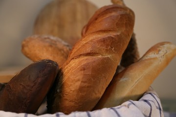 Delicious white and black bread