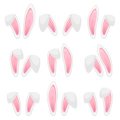 Easter bunny ears stickers collection. Set of masks Rabbit ear isolated on white background. Vector illustration - 326352811