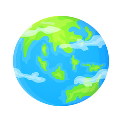 Cartoon Earth planet. Stock vector illustration in flat style isolated on white background.