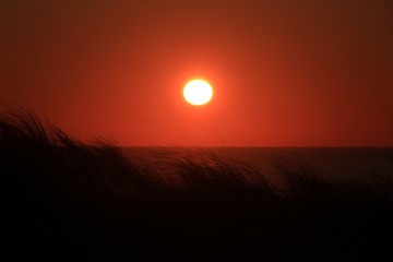 Sunset on the beach in Aveiro, Portugal