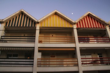 Striped and colorful facades in Costa Nova