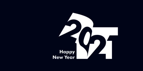 Happy New Year 2021 Text Design Patter, Vector illustration - obrazy, fototapety, plakaty