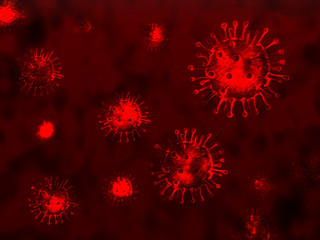 Coronavirus illustration concept. Microscopic view of Coronavirus, a pathogen that attacks the respiratory tract.