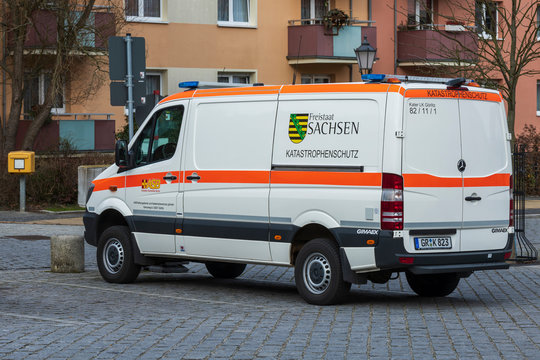 Deutschland , Bad Muskau , 20.02.2020 , Fahrzeug vom Katastrophenschutz Sachsen in Tr&auml;gerschaft des ASB