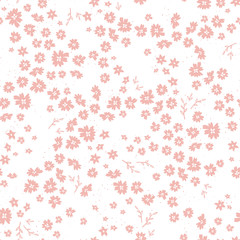 Cute hand drawn floral seamless pattern, flower meadow background, great for textiles, banners, wallpapers, vector design
