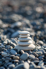 Fototapeta na wymiar pyramid of stones.balanced zen stones.