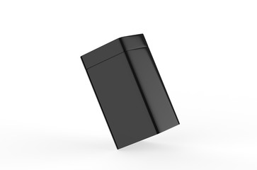 Black glossy tin can mock up template. Container for dry products - tea, coffee, sugar, candy, spice. 3D illustration