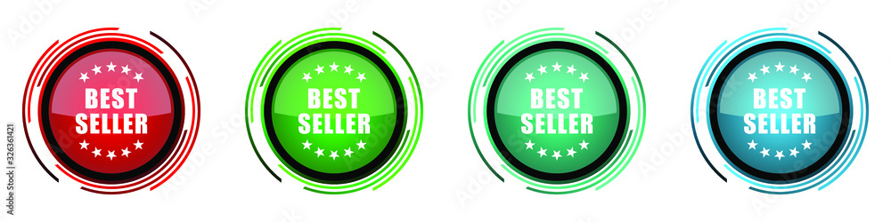 Leinwandbilder best seller round glossy vector icons, set of buttons for webdesign, internet and mobile phone appli