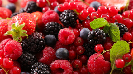 assorted of berries fruits- strawberry, raspberry, blueberry and backberry