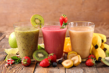 glasses of smoothies- assorted of fruit smoothie