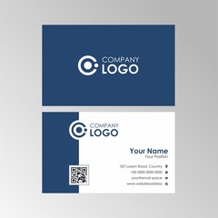 Simple Clean Blue business card design, professional name card template vector