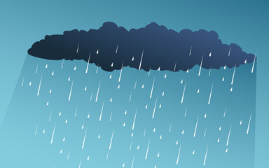 Illustration of Cloud and rain on dark background. heavy rain  rainy season  paper cut and flat style. vector  illustration. - obrazy, fototapety, plakaty